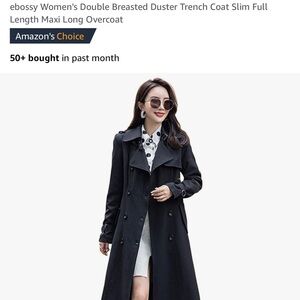 Boss Women's Black Double Breasted Trench Coat